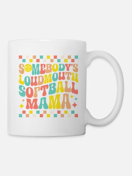 Softball Mama im Retro-Stil - Tasse - Weiß