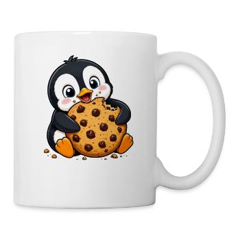 Cute Cartoon Penguin Cookie Snacking Kids Fun - Mug - white - Right