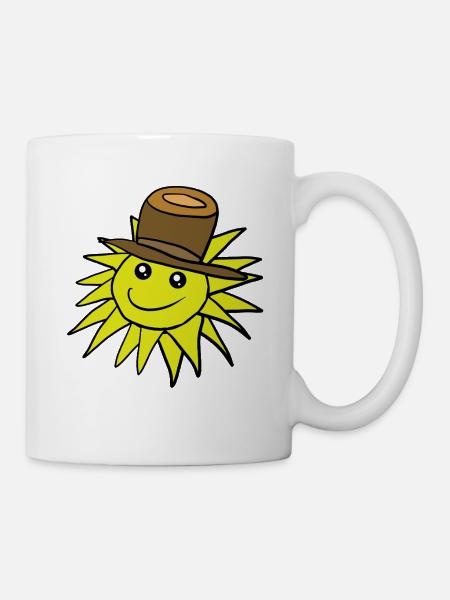 Niedliche fröhliche Sonne Sonnenhut - Tasse - Weiß
