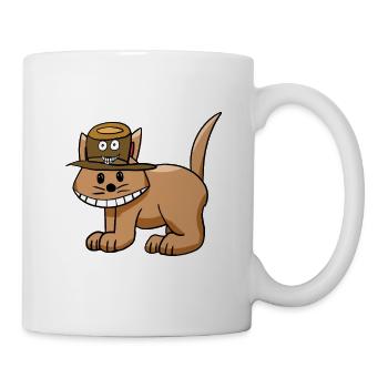 Lustige Katze Hut Kinder Kind  - Tasse - Weiß - Rechts