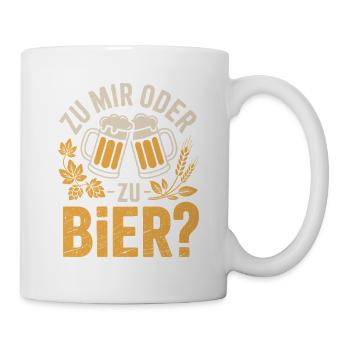 Bier Zu Mir Oder Zu Bier Flirt Single Party Malle - Tasse - Weiß - Rechts