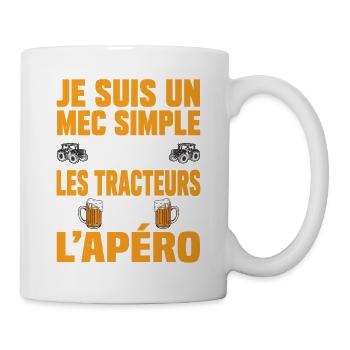 Tracteur Apéro Cadeau Humour Personnalisé - Mug blanc - blanc - Droite