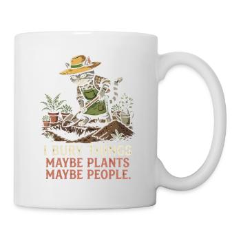 Jardinier félin : Il aime les plantes et rit - Mug blanc - blanc - Droite