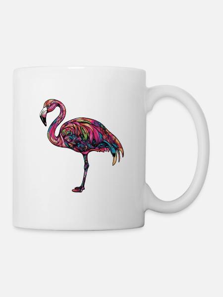 Flamingo Bunt - Tasse - Weiß