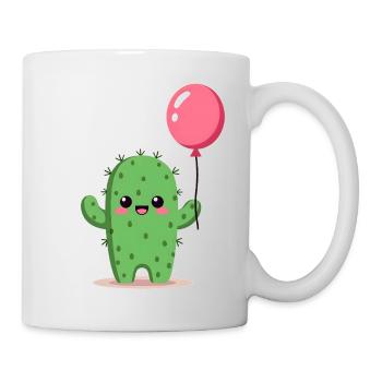 Kaktus mit Ballon - Tasse - Weiß - Rechts