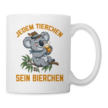 Jedem Tierchen sein Bierchen Koala Bär trinkt Bier - Tasse - Weiß - Rechts