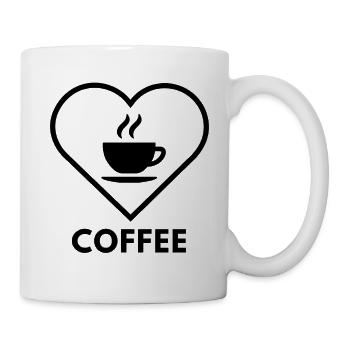 Coffee Heart Line Art  - Tasse - Weiß - Rechts