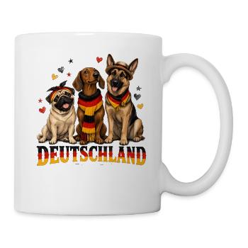 Drei Hunde Deutschland Flaggenlook - Tasse - Weiß - Rechts