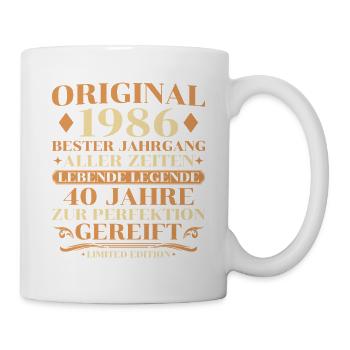 Original 1986 Bester Jahrgang 40. Geburtstag - Tasse - Weiß - Rechts