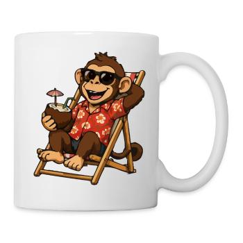 Monkey on the beach in Hawaiian look - Mug - white - Right