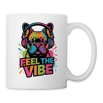 Dog with Headphones Gift Idea with Bulldog - Mug - white - Right