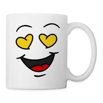 Gesicht Herz Augen - Tasse - Weiß - Rechts
