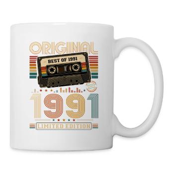 35. Geburtstag Geschenk Mann Kassette Best of 1991 - Tasse - Weiß - Rechts