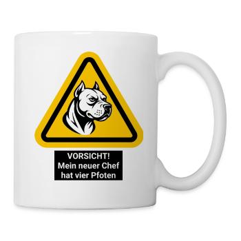 Vorsicht Mein neuer Chef hat vier Pfoten - Tasse - Weiß - Rechts