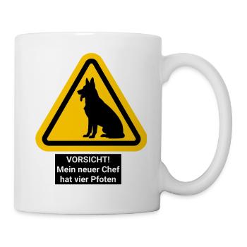 Vorsicht Mein neuer Chef hat vier Pfoten - Tasse - Weiß - Rechts
