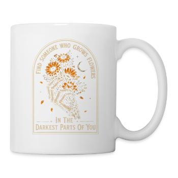 Skelett-Gotische Blumen | Zitat der dunklen Akademie - Tasse - Weiß - Rechts
