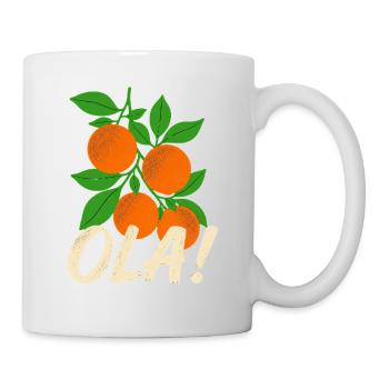 Olá Retro Orange Plants Holiday Greeting - Mug - white - Right