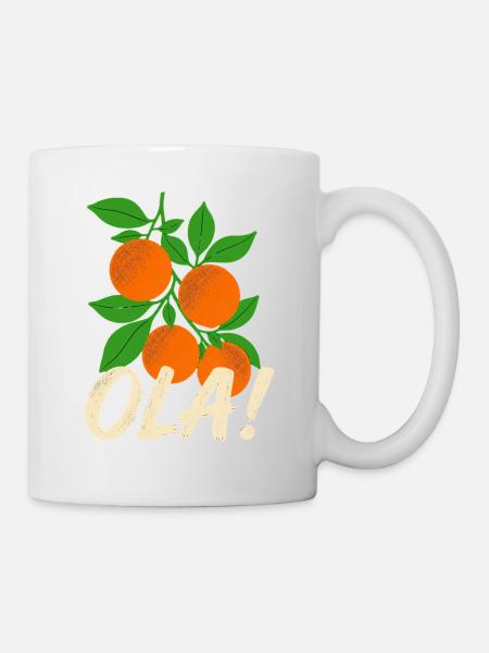 Olá Retro Orangen Pflanzen Urlaubs-Gruß - Tasse - Weiß