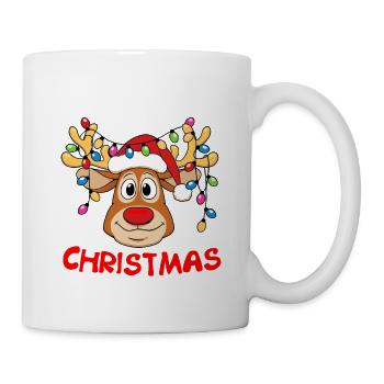 Fröhliche Rentier-Weihnachtslichter - Tasse - Weiß - Rechts
