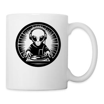Alien DJ Logo Future Beats - Tasse - Weiß - Rechts