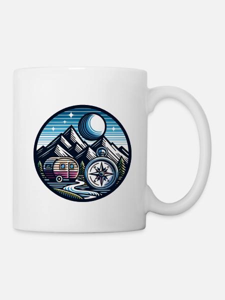 Camping Kompass - Tasse - Weiß
