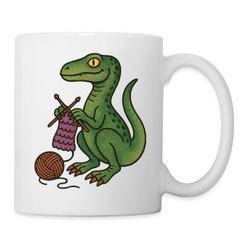 Dino Knitting Cozy - Mug - white - Right