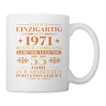 Einzigartig seit 1971 – Legende 55. Geburtstag - Tasse - Weiß - Rechts