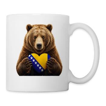 Bär mit Bosnischem Herz-Flagge - Tasse - Weiß - Rechts