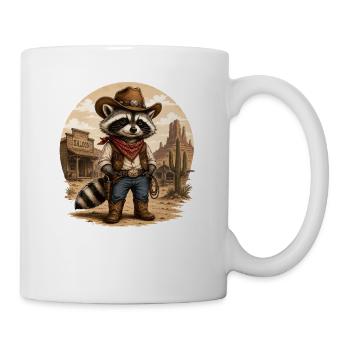 Waschbär Cowboy im Westen - Tasse - Weiß - Rechts