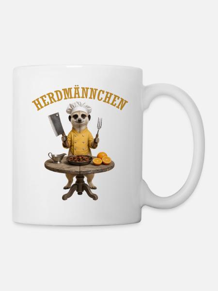 Ein lustiges Herdmännchen Koch Erdmännchen - Tasse - Weiß