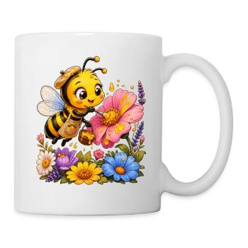 Biene Honig Imker Honigwabe Blumen Wiese Insekt - Tasse - Weiß - Rechts