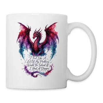 Problèmes résolus si j’avais un dragon - Mug blanc - blanc - Droite