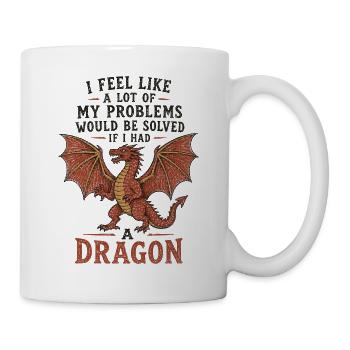 Problèmes résolus si j’avais un dragon - Mug blanc - blanc - Droite