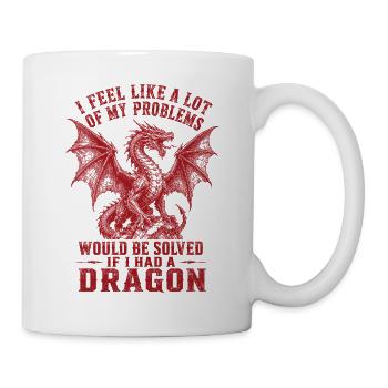 Problèmes résolus si j’avais un dragon - Mug blanc - blanc - Droite