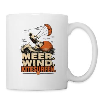 Meer Wind Kitesurfen Motiv - Tasse - Weiß - Rechts