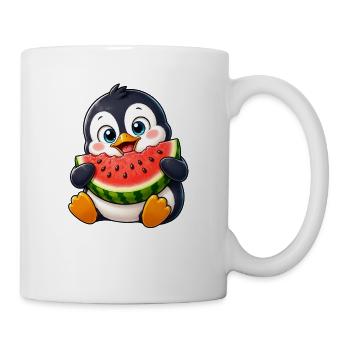 Dessin animé Pingouin Melon Mignon Été Tropical - Mug blanc - blanc - Droite