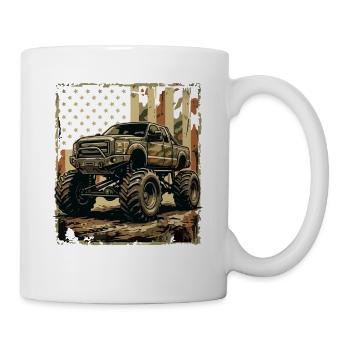 Monster Truck im US-Camo-Stil - Tasse - Weiß - Rechts