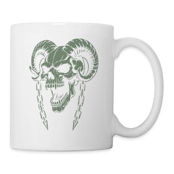 Schädel mit Hörner Widder Totenkopf - Tasse - Weiß - Rechts