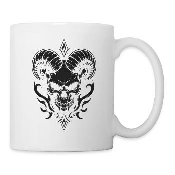 Schädel mit Hörner Widder Totenkopf - Tasse - Weiß - Rechts