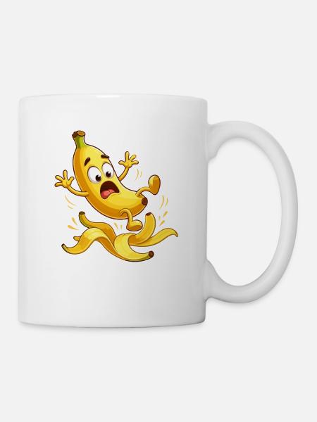 Banane im Luftsprung Cartoon - Tasse - Weiß