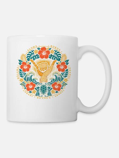 Aloha Shaka Werte - Tasse - Weiß
