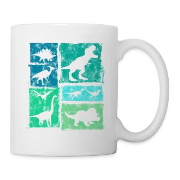 Vintage Dinosaur Types Graphic - Cute Dinos - Mug - white - Right