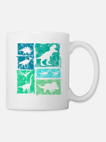 Graphisme de types de dinosaures vintage - Mignons dinosaures - Mug blanc - blanc
