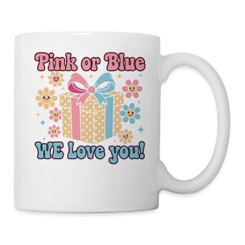 Gender Reveal Pink Or Blue We Love You Baby Shower - Mug - white - Right