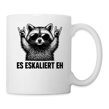 Es Eskaliert Eh Waschbär Party Spruch Humor - Tasse - Weiß - Rechts