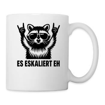 Es Eskaliert Eh Waschbär Party Spruch Humor - Tasse - Weiß - Rechts