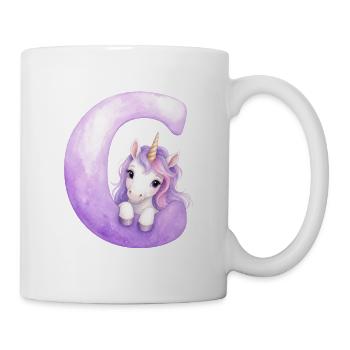 Lettre C Licorne Violette - Mug blanc - blanc - Droite