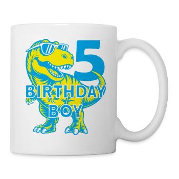 DINO 5 JAHRE DINOSAURIER 5. GEBURTSTAG - Tasse - Weiß - Rechts