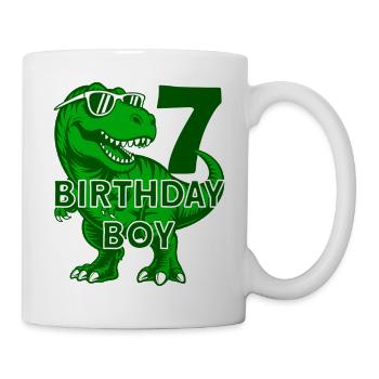 DINO 7 ANS DINOSAURE 7E ANNIVERSAIRE - Mug blanc - blanc - Droite