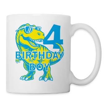 DINO 4 ANS DINOSAURE 4E ANNIVERSAIRE - Mug blanc - blanc - Droite